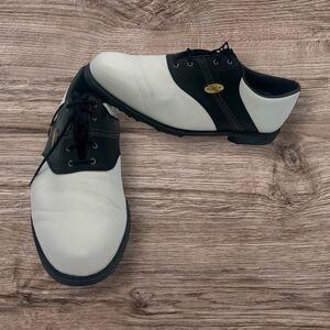 Foot Joy Oxford Style Golf Shoes Leather Black & Ivory Mens 12W